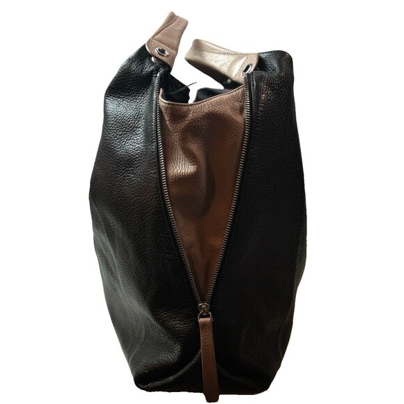 Furla Italian Pebble Leather Hobo Bag Tan Handles Zipper Sides Snap Closure - Picture 6 of 11